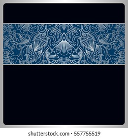 Vector background with silver floral vintage pattern.