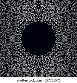 Vector background with silver floral vintage pattern.
