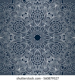 Vector background with silver floral vintage pattern.