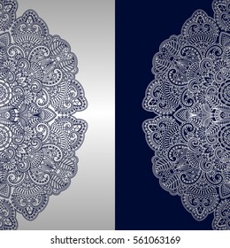 Vector background with silver floral vintage pattern.