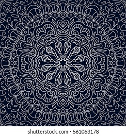 Vector background with silver floral vintage pattern.