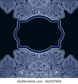 Vector background with silver floral vintage pattern.