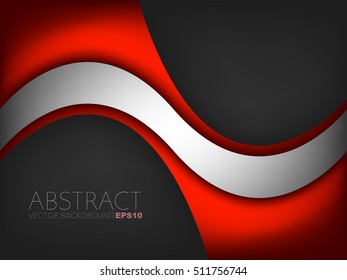 Vector background with silver line and red curve with black space for text and message design