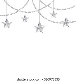 Vector background with silver stars and pearls