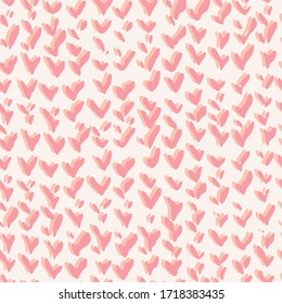 Vector background. Simple seamless pattern with pink decorative hearts texture. Valentine day ornament.