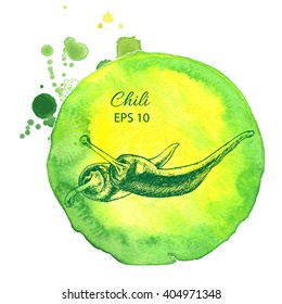 Vector background sketch chili.
Chili pepper.