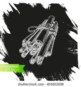 Vector background sketch cinnamon.
Illustration spices.