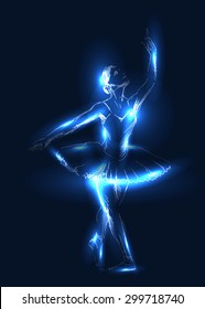 Vector background with sketch of dancing ballerinas
