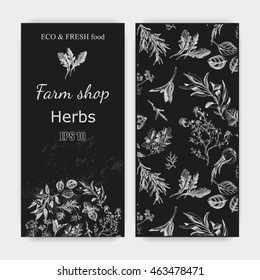 Vector background sketch herbs.
Herbs - Bay leaf, dill, thyme, sage, rosemary, Basil, parsley, arugula
Card herbs.