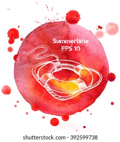 Vector background sketch life preserver.