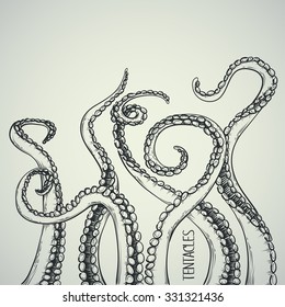 vector background with sketched tentacles