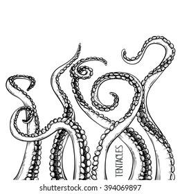 vector background with sketched tentacles