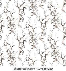 Vector background of sketches of trees branches