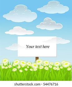 vector background with sky and grass.