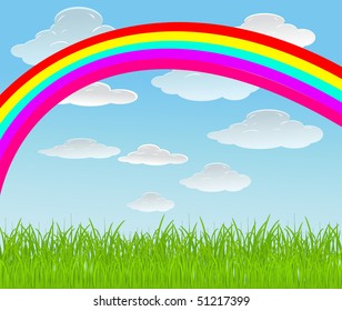 Vector Background Sky Rainbow Grass Stock Vector (Royalty Free ...