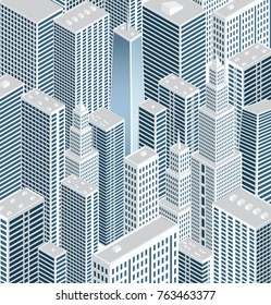 vector background with skyscrapers, abstract town isometric illustration