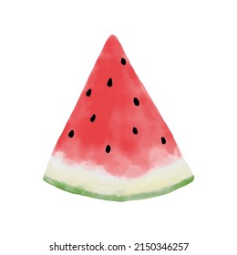 vector background with a slice of watermelon in watercolor for banners, cards, flyers, social media wallpapers, etc.