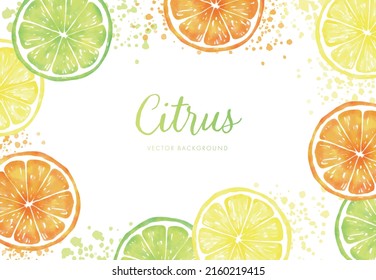 vector background with slices of lemon, lime and orange in watercolor for banners, cards, flyers, social media wallpapers, etc.