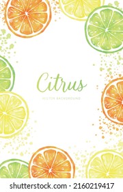 vector background with slices of lemon, lime and orange in watercolor for banners, cards, flyers, social media wallpapers, etc.