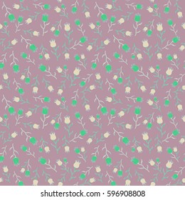 Vector background with small cute flowers over a neutral background. Painted flowers seamless pattern.