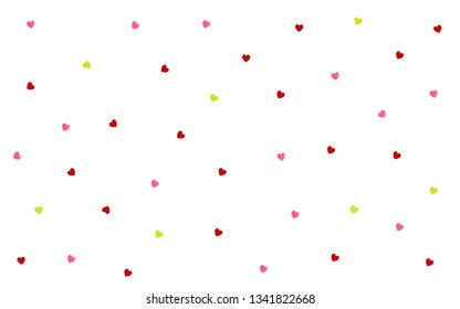 Vector Background small hearts seamless pattern with small pink,red,green hearts isolated on white background. Design backdrop for Mothers Day, Spring, Summer, Floral greetings, banners and posters.