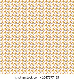 vector background with small orange flowers and purple round polka dots  forming a pattern