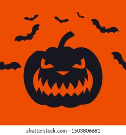 Vector background with a smiling pumpkin. Template for Halloween. Template for banners, textiles, cards and other uses.