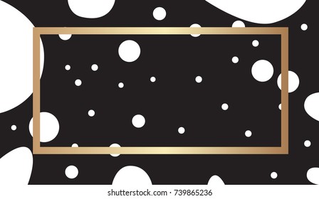 Vector background with snow and gold frame.