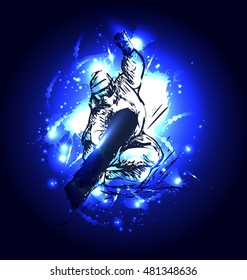 Vector background with snowboarder. Vector illustration
