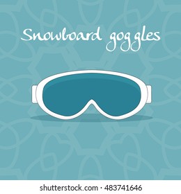 Vector background with snowboarding goggles. Winter sport decorative illustration in doodle style