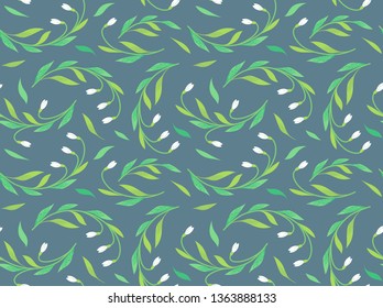 vector background with snowdrops flowers, seamless pattern 