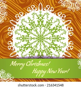 Vector background with snowflake with goat, symbol of 2015 new year, EPS10