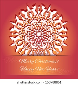 Vector background with snowflake with horse, symbol of 2014 new year, EPS10