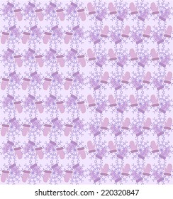 Vector background with snowflakes and mittens