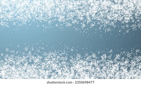 Vector background of snowflakes and snow flakes with free space in the center.