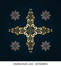 Vector background. Snowflakes with watercolor effect. Abstract snowflakes design. Textile print for bed linen, jacket, package design, fabric and fashion concepts.