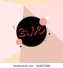 Vector background with soft colored shapes. Sale lettering. Template for design in minimalistic style