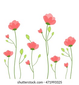 Vector background with soft pink poppyflowers