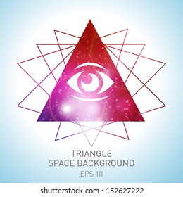 Vector background of space freemasonry triangle