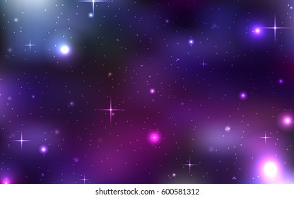 Vector background of space with stars and nebula. Background for your creativity