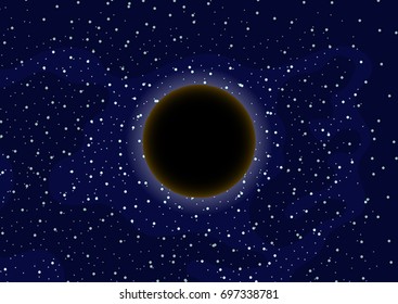 Vector background of space with stars and planet.