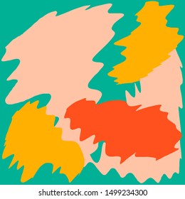 Vector background with space for text. Hand drawn various shapes and Doodle objects. Bright colors, Abstract modern illustrations.