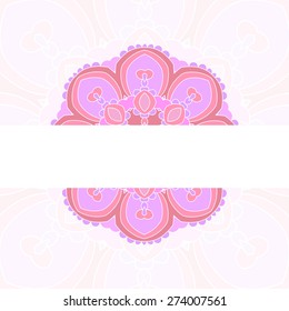 Vector background with space of your text. Pink ornament card.