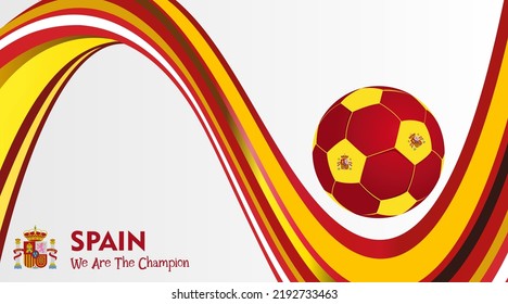 vector background spain flag with ball, vector illustration and text, perfect color combination