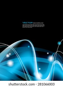 Vector Background with Sparkles. Abstract Blue Wavy Illustration.