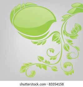 vector background with speech bubble and leaves