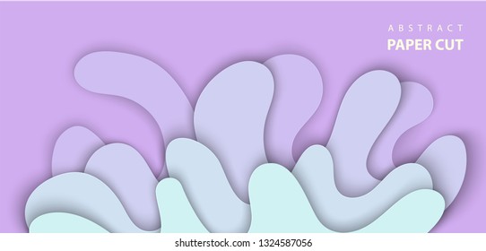 Vector background with splash water paper cut shapes in neon color. 3D abstract paper art style, design layout for advertising, flyers, posters, prints, decoration, cards, brochure cover.
