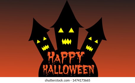 Vector background of spooky buildings Halloween celebrations
