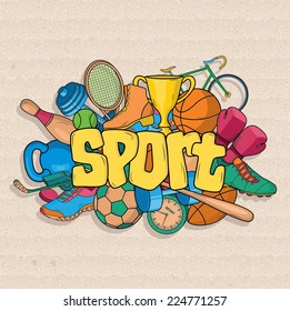 Vector background with sport equipment