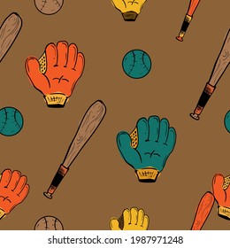 Vector background. Sports-themed repeating print. Modern style template for web page, fabric, t-shirt, scrapbook, wrapping paper, postcard, banner.